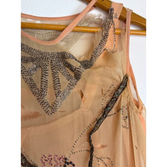 Vintage Dress 1920s Flapper Silk Beaded Sequin Salvage Small - Picture 4 of 7